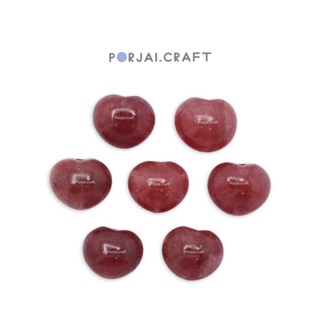 Strawberry Quartz Round Heart Bead ลูกปัดหัวใจสตอเบอรี่ควอตซ์ 15mm