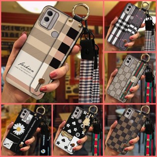 Anti-knock ring Phone Case For Nokia C22 Wristband Phone Holder Kickstand Luxury Lanyard Shockproof Silicone Anti-dust