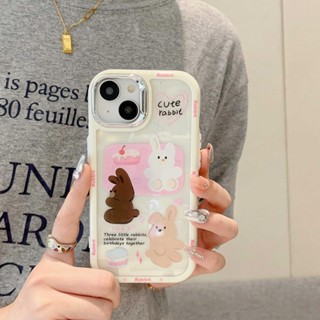 เคสโทรศัพท์มือถือซิลิโคน TPU นิ่ม แบบใส กันตก ลายการ์ตูนกระต่ายเค้กน่ารัก สําหรับ iPhone 11 13 14 12 Pro Max