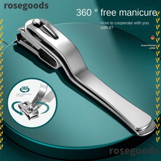 Rosegoods1 ที่ตัดเล็บ เครื่องมือความงาม 360° กรรไกรตัดเล็บ สเตนเลส หมุนได้ แบบมืออาชีพ สําหรับผู้ชาย และผู้หญิง