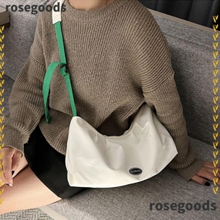 Rosegoods1 กระเป๋าถือ กระเป๋าสะพายไหล่ ผ้าไนล่อน สีพื้น ความจุขนาดใหญ่ สําหรับออกกําลังกาย