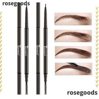 Rosegoods1 ดินสอเขียนคิ้ว พร้อมแปรง หมุนอัตโนมัติ แบบสองหัว ติดทนนาน กันน้ํา สําหรับผู้หญิง