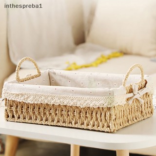 Inthespreba1^^ ตะกร้าหวายสานด้วยมือ พร้อมฝาปิด หวายสาน สําหรับเก็บเครื่องสําอาง ขนม ของเล่นเด็ก *ใหม่