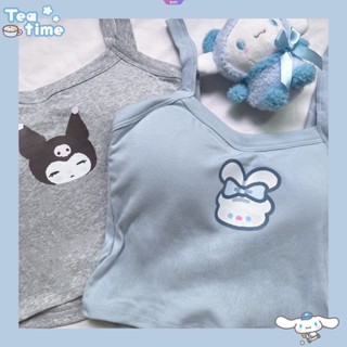 Kawaii Sanrio เสื้อสายเดี่ยว แขนกุด ลายการ์ตูนอนิเมะ Kuromi น่ารัก เหมาะกับฤดูร้อน สําหรับผู้หญิง [RAIN]