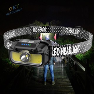 [Getdouble.th] ไฟหน้า LED COB ปรับมุมได้ สําหรับตั้งแคมป์ เดินป่า ผจญภัย