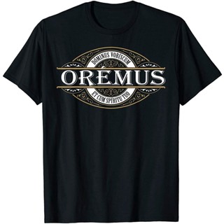 ใหม่ เสื้อยืดลําลอง แขนสั้น คอกลม พิมพ์ลาย Latin Mass Oremus Dominus Vobiscum Catholic แบบดั้งเดิม