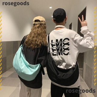 Rosegoods1 กระเป๋าสะพายข้าง ซิป ผ้าไนล่อน สีพื้น สไตล์ญี่ปุ่น