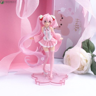 Needway โมเดลฟิกเกอร์ PVC อนิเมะ Miku Hatsune Sakura สีชมพู ของเล่นสําหรับเด็ก