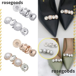 Rosegoods1 คลิปหนีบรองเท้า ประดับคริสตัล พลอยเทียม ถอดได้ แบบเปลี่ยน สําหรับผู้หญิง