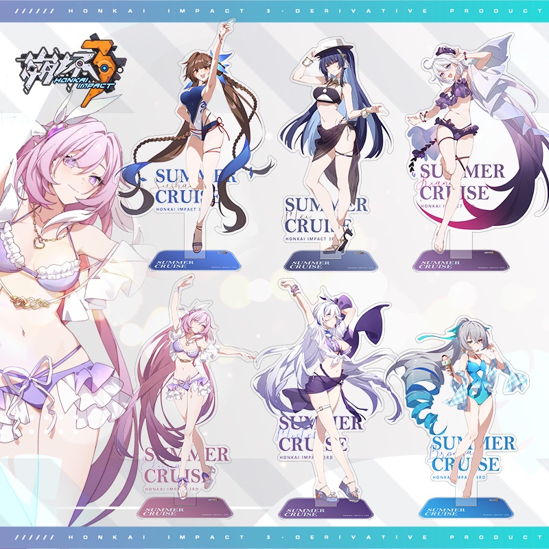 Honkai Impact พวงกุญแจอะคริลิค รูปตุ๊กตา Elysia 3 ช่อง เหมาะกับฤดูร้อน สําหรับผู้หญิง