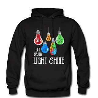 เสื้อกันหนาว มีฮู้ด ผ้าฝ้าย ลาย Autism Awareness Lets Your Light Shine สไตล์วินเทจ สําหรับผู้ชาย