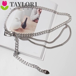 Taylor1 เข็มขัดโซ่คาดเอว โลหะหลายชั้น ประดับพู่ สไตล์เกาหลีพังก์ ใช้ได้ทุกวัน