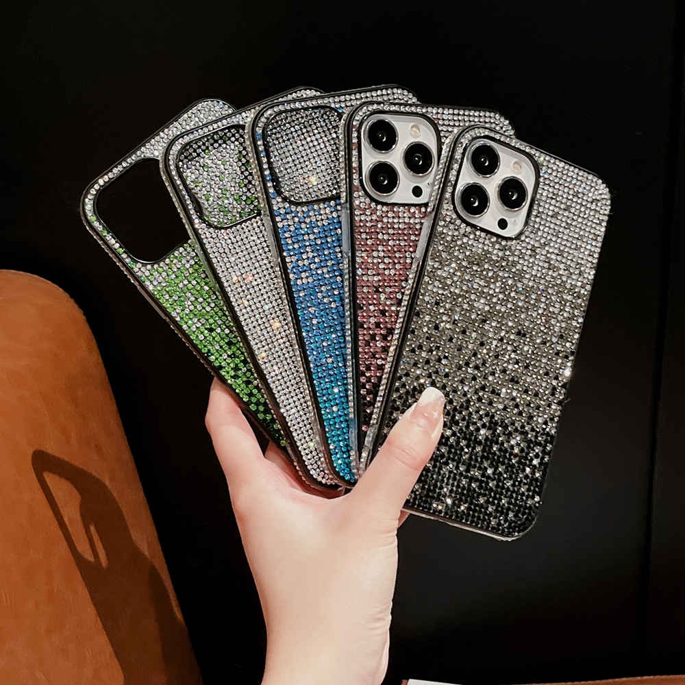 เคสโทรศัพท์มือถือ ไล่โทนสี ประดับเพชร หรูหรา สําหรับ Apple iPhone 6 6S 7 8 Plus X XR XS Max 11 12 13 14 Pro Max