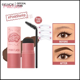 PINKFLASH 3 IN 1 Multi-use Waterproof Eyebrow Powder Cushion Stamp Long Wear Beginner Friendly Easy To Use #PinkStamp เม็ดสีเต็ม -eelhoe