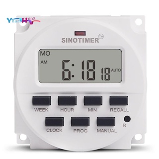 Sinotimer สวิตช์ตั้งเวลาดิจิทัล LCD 12V DC 7 วัน ตั้งโปรแกรมได้ 15.98 นิ้ว TM618N-4