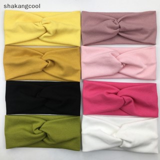 Shakangcool ที่คาดผม ผ้าถักนิตติ้ง ยืดหยุ่น แบบนิ่ม สีพื้น แฟชั่นฤดูใบไม้ผลิ ฤดูร้อน สําหรับเด็กผู้หญิง SGL