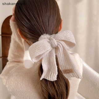 Shakangcool ใหม่ Scrunchie ยางรัดผม ผ้าถัก ประดับโบว์ ให้ความอบอุ่น แฟชั่นฤดูหนาว สําหรับผู้หญิง SGL