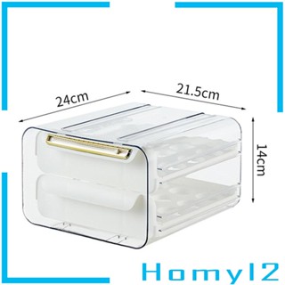 [HOMYL2] ที่เก็บไข่ในตู้เย็น แบบใส ความจุ 32 ช่อง ขนาด 21.5x24x14 ซม. พร้อมที่จับ สําหรับห้องครัว ตู้กับข้าว และร้านอาหาร