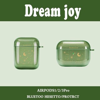 เคสหูฟังบลูทูธไร้สาย แบบใส ลายท้องฟ้ากลางคืน ดาวตก สีเขียว สําหรับ AirPodspro AirPods1 2