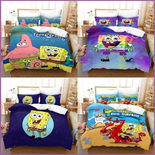 Sq2 SquarePants 3in1 ชุดเครื่องนอน ผ้าปูที่นอน ผ้าห่ม ปลอกหมอน บ้าน ห้องนอน ชุด