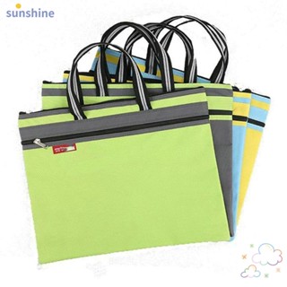 Ssunshine กระเป๋าผ้า A4 มีซิป กันน้ํา แบบพกพา พร้อมหูหิ้ว