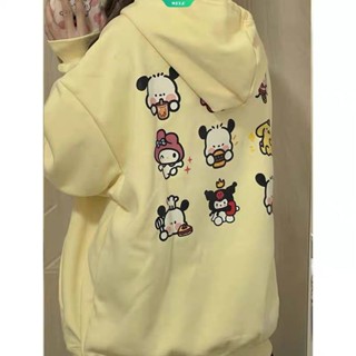 เสื้อแจ็กเก็ตกันหนาวลําลอง มีฮู้ด พิมพ์ลายการ์ตูน Sanrio Pachacco น่ารัก สําหรับผู้หญิง