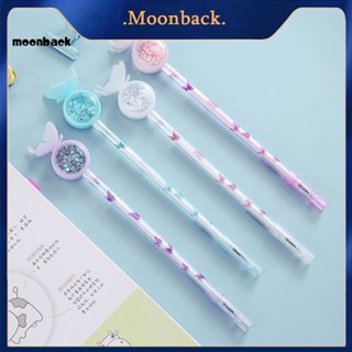 &lt;moonback&gt; ปากกาลูกลื่น แต่งกลิตเตอร์ สีโปร่งใส สําหรับนักเรียน สอบลายเซ็น 2 ชิ้น