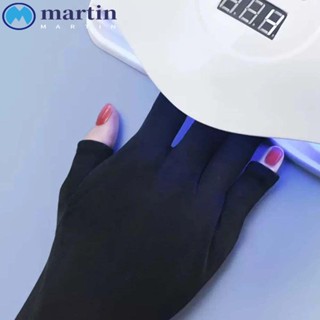 Martin ถุงมือไฟเบอร์ LED ป้องกันรังสียูวี สีดํา สําหรับทําเล็บ