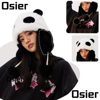 Osier1 หมวกบักเก็ต ผ้ากํามะหยี่ขนนิ่ม หนา กันลม ลายการ์ตูน แฟชั่นฤดูใบไม้ร่วง ฤดูหนาว สําหรับผู้หญิง