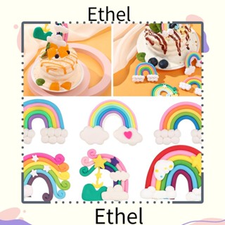 Ethel1 ท็อปเปอร์เค้ก ดินเหนียวนุ่ม หลากสี ทําอุปกรณ์ปาร์ตี้ สไตล์รุ้ง