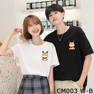 เสื้อเชิ้ตแขนสั้น เสื้อไม่ต้องรีด tshirt เสื้อยืดชาย - หุ้นท้องถิ่นCM003คริสต์มาสTSHIRTCORGIXMASสุนัขกวางเรนเดียร์UNISEX