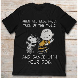 [S-5XL] เสื้อยืดแขนสั้น พิมพ์ลาย Snoopy Open Music สําหรับผู้ชาย และผู้หญิง