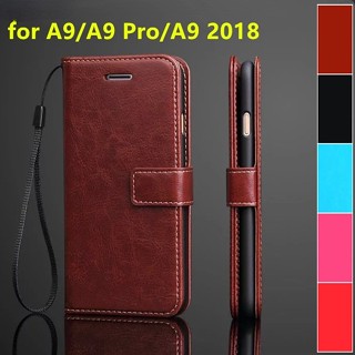 เคสโทรศัพท์หนัง ฝาพับ พร้อมช่องใส่บัตร สําหรับ Samsung Galaxy A9 A9 Pro 2016 A9 2018