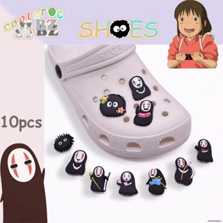 CROCS ชุดจิ๊บบิท PVC รูปการ์ตูนอนิเมะ Spirited Away No Face น่ารัก คุณภาพสูง DIY อุปกรณ์เสริม สําหรับรองเท้า 10 ชิ้น