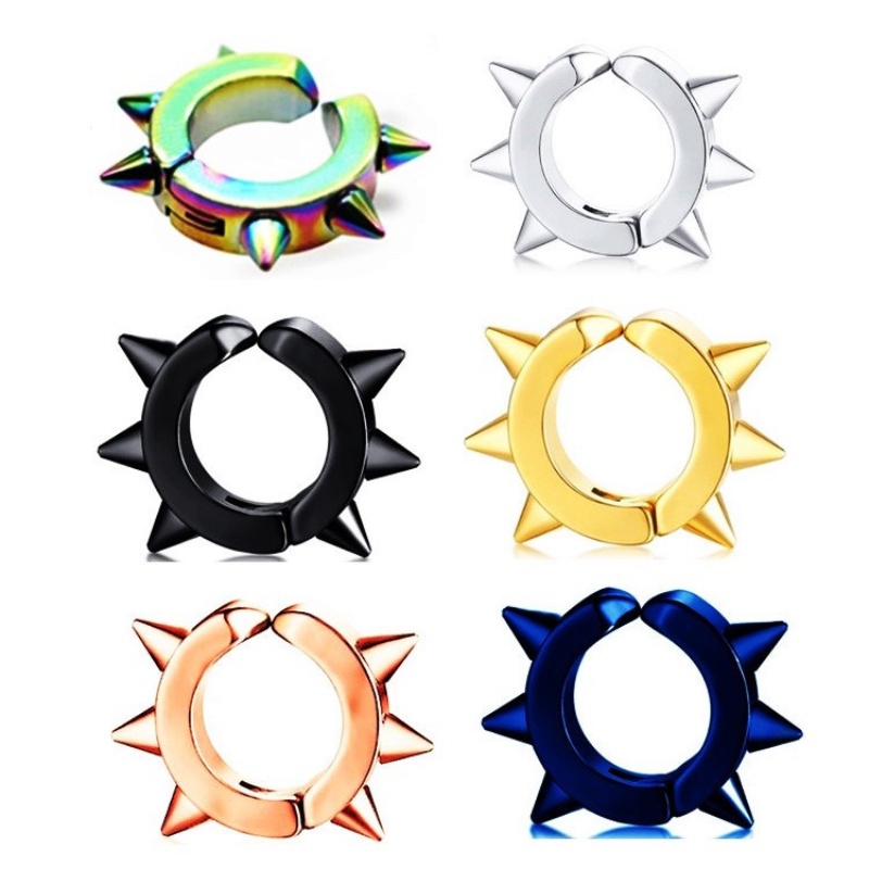 1 คู่ พังก์ สเตนเลส หนาม หนาม ต่างหูสตั๊ด สําหรับผู้หญิง ผู้ชาย หู คลิป ตลก สตรีท ป๊อป ฮิปฮอป โกธิค เครื่องประดับ