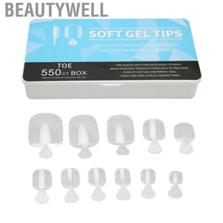 Beautywell 550pcs False Toenail Tips Full Cover Clear Artificial Ultrathin Multi Size ECA