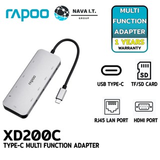 COINSคืน15%⚡FB9JMZV6⚡ RAPOO XD200C (XD200C-GREY) TYPE-C MULTI FUNCTION ADAPTER 10 IN 1รับประกัน 1ปี