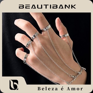 Beautibank สร้อยข้อมือโซ่ เปิดนิ้วชี้ สไตล์ฮิปฮอป พังก์ สร้างสรรค์