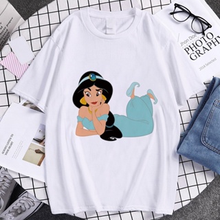 เสื้อยืดแขนสั้นPrincess Jasmine Series T Shirt For Women Cartoon Punk Ariel T Shirt Little Mermaid MenS Fashion Clothes