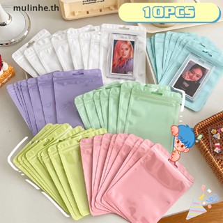 Mulinhe ถุงซิปล็อค พลาสติกหนา สีมาการอง สําหรับใส่แปรงแต่งหน้า 10 ชิ้น