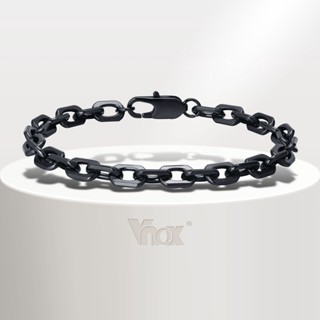 Vnox สร้อยข้อมือโซ่ สเตนเลส แฮนด์เมด สีดํา เครื่องประดับแฟชั…