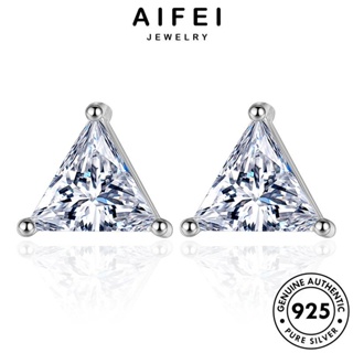 AIFEI JEWELRY แฟชั่น ตุ้มหู เงิน ต่างหู Silver 925 เครื่องประดับ เครื่องประดับ มอยส์ซาไนท์ไดมอนด์ สามเหลี่ยมบุคลิกภาพ ผู้หญิง ห่วง เกาหลี หนีบ แท้ ต้นฉบับ E100