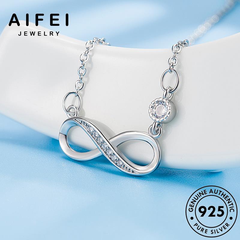 AIFEI JEWELRY ต้นฉบับ ผู้หญิง แท้ Silver ความรักที่ไม่มีที่สิ้นสุดแฟชั่น 925 เกาหลี มอยส์ซาไนท์ไดมอนด์ เงิน แฟชั่น สร้อยคอ เครื่องประดับ จี้ เครื่องประดับ N42