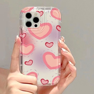 เคสโทรศัพท์มือถือ TPU นิ่ม กันกระแทก ลายหัวใจ สีชมพู สําหรับ iphone 11 Promax 14 pro max 11 12 13 6 7 8plus X max