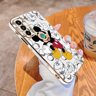 เคสโทรศัพท์มือถือ แบบนิ่ม ลายการ์ตูนมิกกี้ เมาส์ ขอบสี่เหลี่ยม หรูหรา สําหรับ Motorola Moto E6S 2020 E7 Plus E7i Power E20 Edge 20