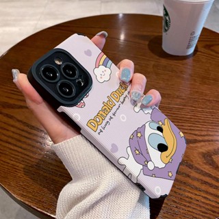 เคสซิลิโคน ลายการ์ตูนโดนัลด์ดั๊ก สีม่วง สําหรับ IPhone 13 Pro Max 14 13 12 11 Pro Max 8 7 6 6S Plus X XR XS Max