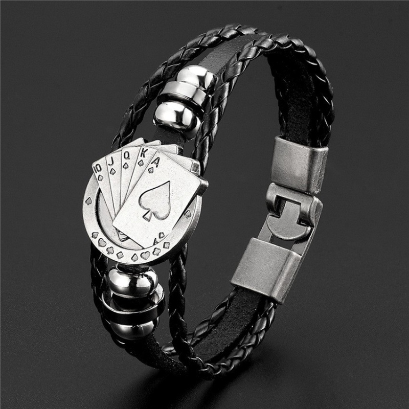 [Z H Jewelry] สร้อยข้อมือหนัง หลายชั้น สไตล์ฮิปฮอป ร็อค เรโทร เครื่องประดับแฟชั่น สําหรับผู้ชาย