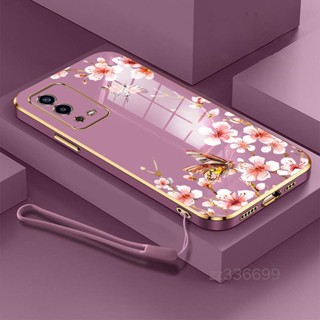 เคสโทรศัพท์มือถือ ซิลิโคน ลายผีเสื้อ พร้อมสายคล้อง สําหรับ OPPO A54 4G OPPO A55 4G OPPO A74 4G OPPO A95 OPPO A74 5G