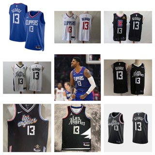 Los Angeles Clippers #13 Paul George เสื้อบาสเก็ตบอลสีดำของผู้ชายสั้น -เสื้อยืดกีฬา