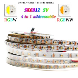 แถบไฟ LED RGBW RGBWW DC5V SK6812 4 สี ใน 1 SMD 5050 RGB พิกเซลสีขาว SK6812 30 60 144 ดวง m 5V 1 เมตร 5 เมตร ต่อม้วน